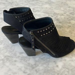 Paul Green Black peep toe booties w/ silver studs